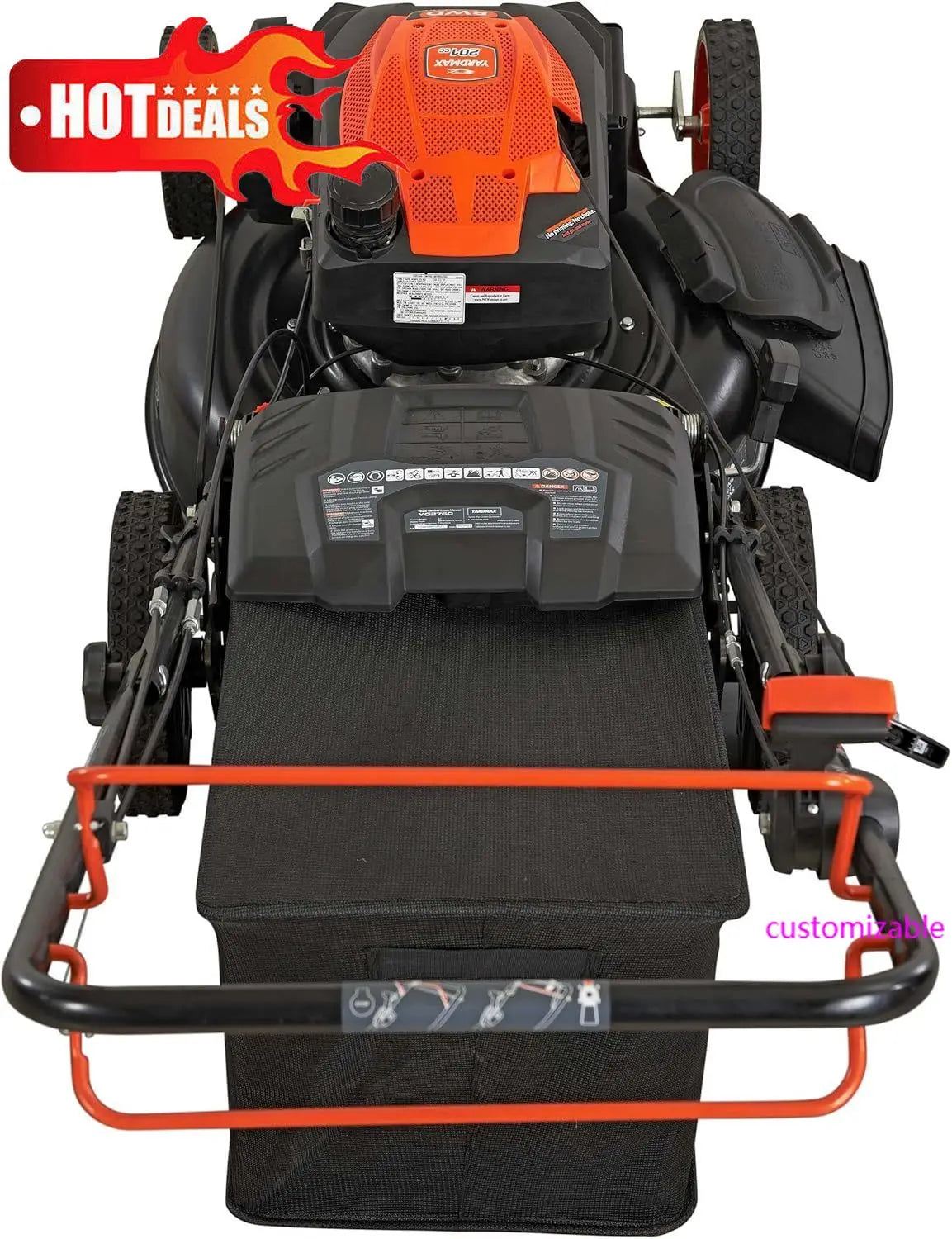 201cc Select PACE 6 Speed CVT High Wheel RWD 3-in-1 Gas Walk Behind Self Propelled Lawn Mower, 22 in，Black