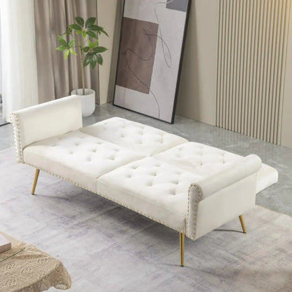 71 inches Convertible Futon Sofa Bed, Modern Reclining Futon , 2 Pillows Sleeper Sofa for Living Room