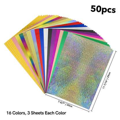 50pcs/pack 20x29cm Toner Hot Stamping Foil Paper A4 Toner Reactive Foil Foil By Laser Printer and Laminator For DIY Crafts Paper