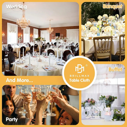 6 Pack Ivory Round Tablecloths 120 Inch - Circle Bulk Linen Polyester Fabric Washable Table Cloth Cover for Wedding Reception