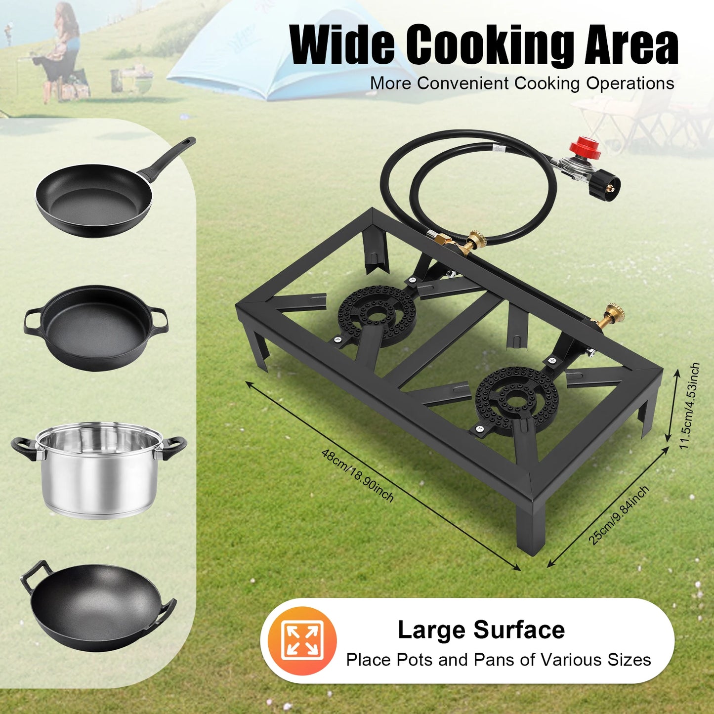 Portable Camping Gas Stove Outdoor Double Burner, BBQ, Picnic, Camp, Propane