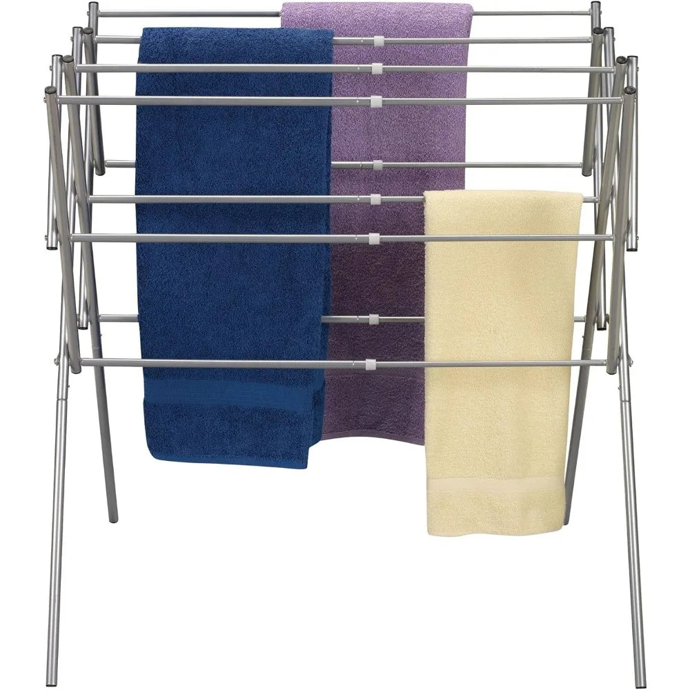 Household Essentials Clothes Drying Rack, Foldable, Expandable and Collapsible Laundry Drying Rack, Silver