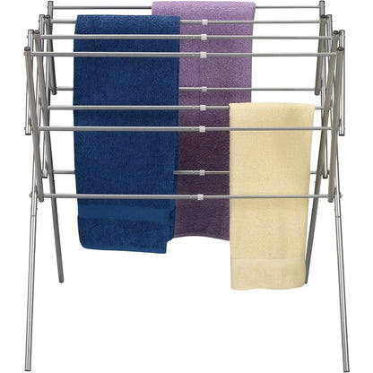 Household Essentials Clothes Drying Rack, Foldable, Expandable and Collapsible Laundry Drying Rack, Silver