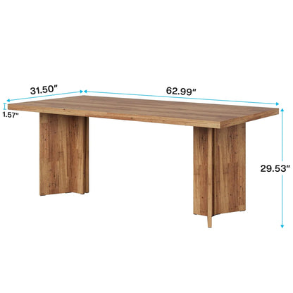 63-inch Dining Table for 4-6, Farmhouse Kitchen Table with Large Tabletop