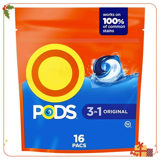 16-Count PODS Liquid Laundry Detergent Pacs, Original Scent, Pre-Measured Pacs for Convenient & Effective Cleaning