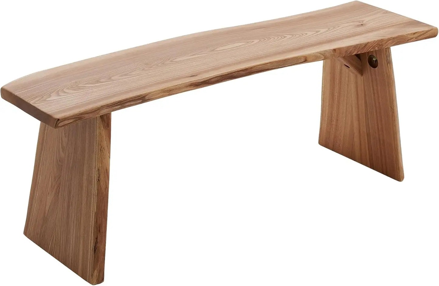 "Elm Wood Dining Bench - Long Bedroom Bench with Footrest Function, Accent Stool for Entryway/Dining Room"