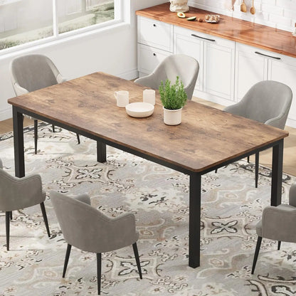 79" Large Industrial Dining Room Table for 6-8 People Rectangular Wood