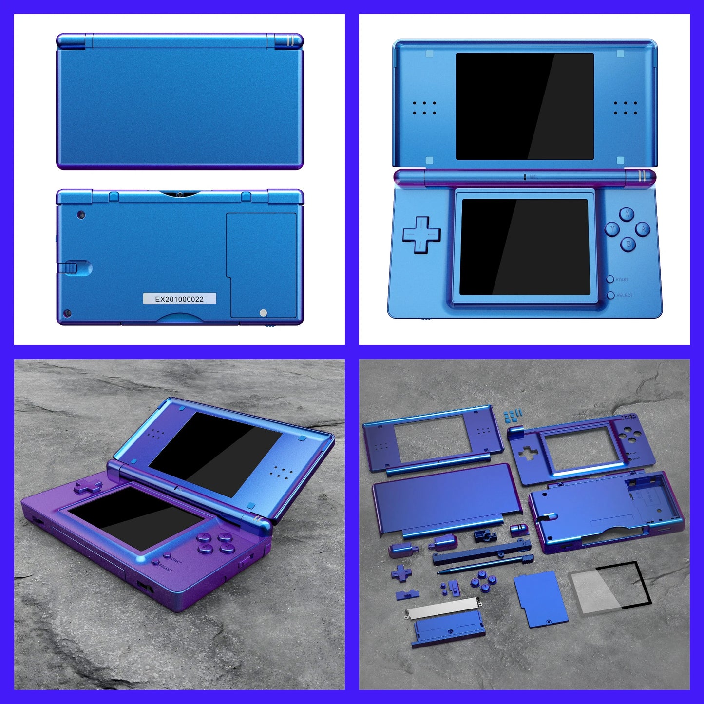 eXtremeRate Replacement Full Housing Shell for Nintendo DS Lite, Case Cover with Buttons, Screen Lens for NDSL - Single Series