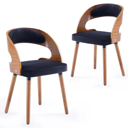 Wood Dining Chairs, Set of 4 Modern Upholstered Dining Chairs with Curved Backrest for Kitchen, Dining Room, Living Room,