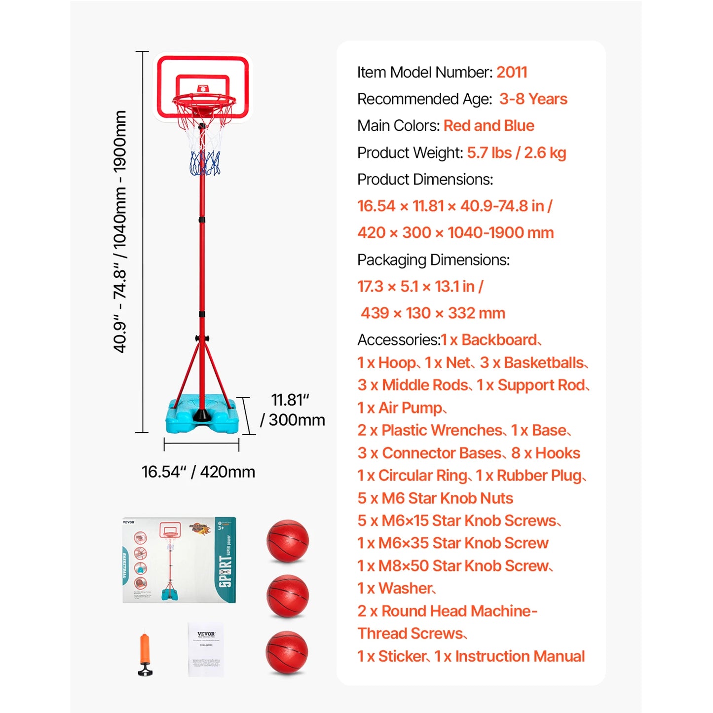 Toddler Adjustable Basketball Hoop
