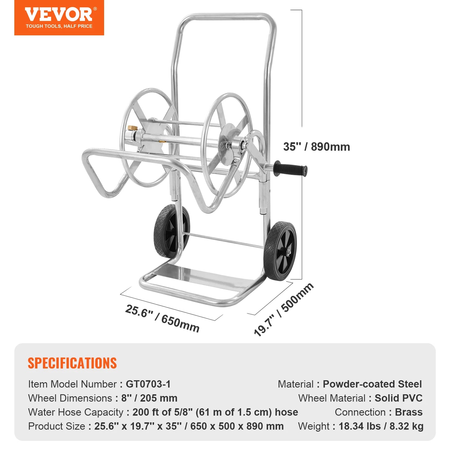 Hose Reel Cart 250ft Heavy Duty