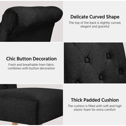 Tufted Dining Chairs Set of 4 Parsons Kitchen Chairs Stylish, Upholstered Fabric Chairs with Solid Wood Legs