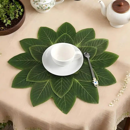Table Decor Green Leaves Shape Heat Proof Table Mat Washable Dining Table Mats Heat Insulation Table Place Mat For Dining Room