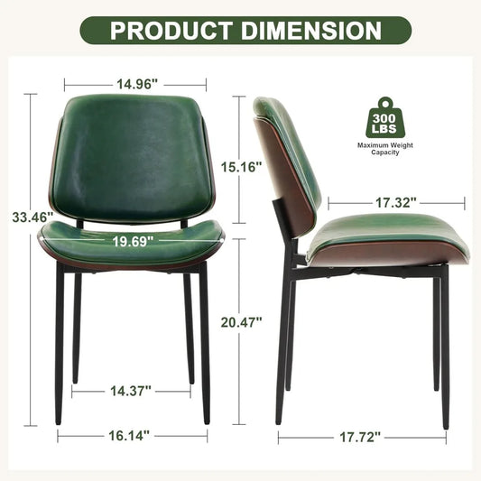 Dining Chairs Set of 4, Upholstered PU Leather Armless Dining Chair