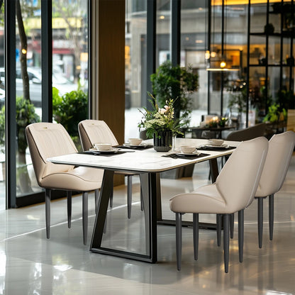 2Pcs PU Leather Dining Chairs Armless Wide Back Modern Accent Chairs for Dining Room Kitchen Suitable for All Tables