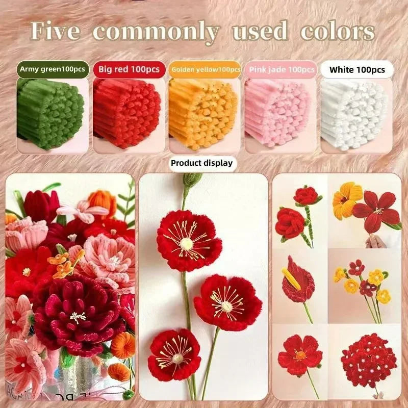 Chenille Stems 30cm Pipe Cleaners Craft Supplies DIY Art Handmade Flower Making