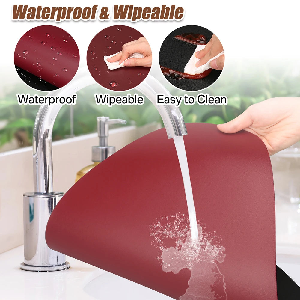 Irregular Shape PU Leather Placemats Set Oil-Proof Waterproof Dual-Sided Place Mats for Kitchen Bistro Tables Bars Coffee Shops