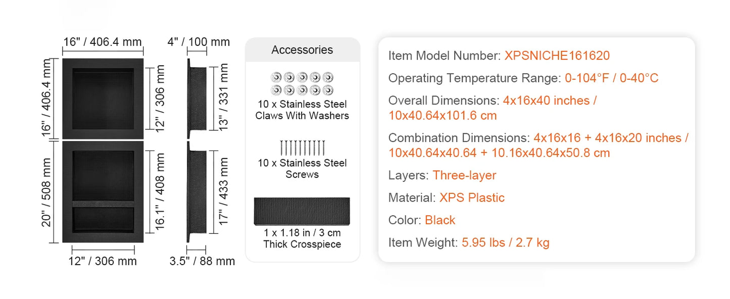 Shower Niche Ready for Tile Shelf Organizer  Corners Niche Recessed Sealed Protection  Soap Storage for Shower Bathroom