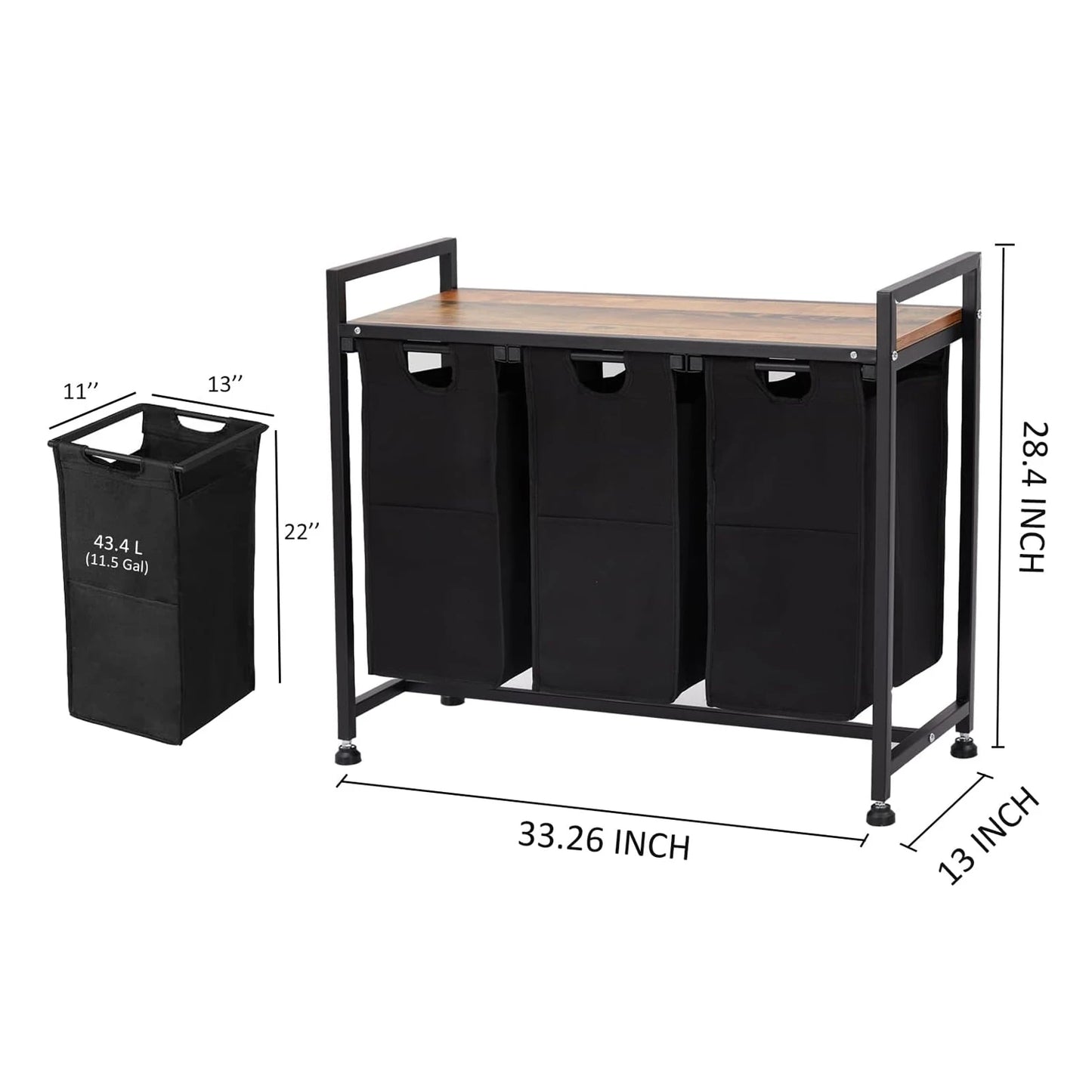 Laundry Hamper, Laundry Basket Organizer Laundry Sorter 2 Section with Removable Laundry Bag and Top Shelf