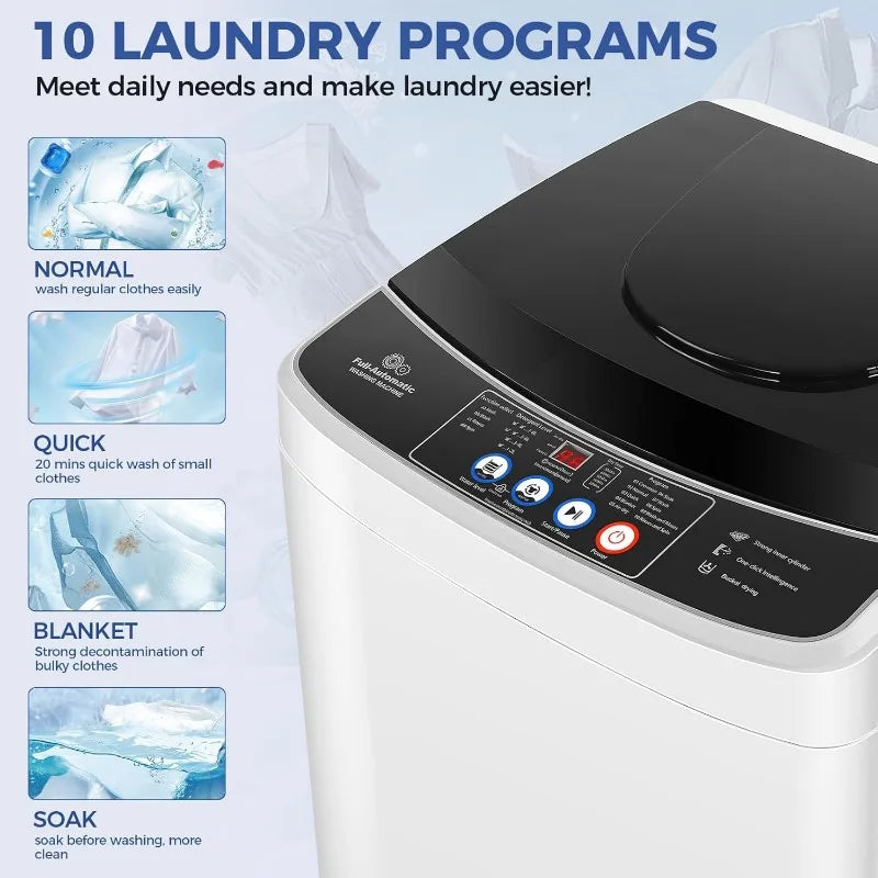 Portable Washing Machine, 20Lbs Capacity Full-Automatic Portable Washer, 2.8Cu.ft Washer and Dryer Combo with Drain Pump