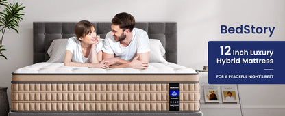 12 Inch Full/King Hybrid Gel Memory Foam Mattress, Queen Size Mattress with Breathable Fabric for Comfortable Sleep