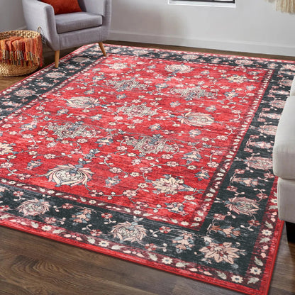 Vintage Area Rugs Low Pile Machine Washable