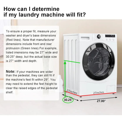 Laundry Pedestal Heavy Duty Metal Washer and Dryer Stand 29" Universal Fit Anti-Vibration ,770 LBS Capacity