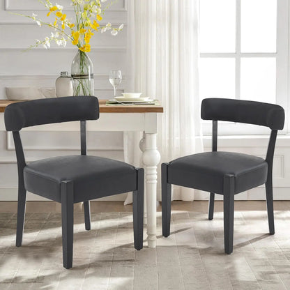 Faux Leather Dining Chairs Set of 4 Upholstered Kitchen & Dining Room Wooden Chairs Mid Century Modern Dining Chairs Low Back