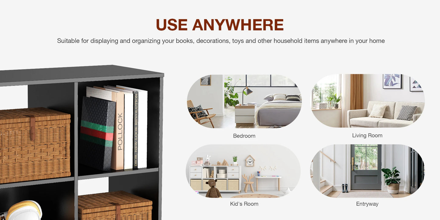 9 Cube Storage Organizer Wooden Shelf Bookcase Open Bookshelf for Living Room and Home Office Display Storage Bookcase