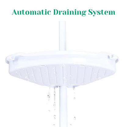 Corner Shower Caddy with Tension Pole 4-Tier Adjustable Shelves Bathroom Storage Organizer with Rubber Pad