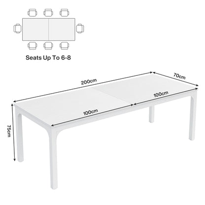 Dining Table for 6-8 People, 200cm Large Narrow Long Rectangular Kitchen Dinner Table, Rustic Wood Dining Table