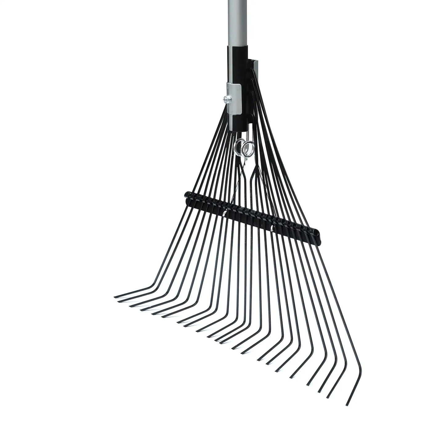 Fiberglass Long Handle 22-Tine Steel Leaf Rake with Comfort End Grip