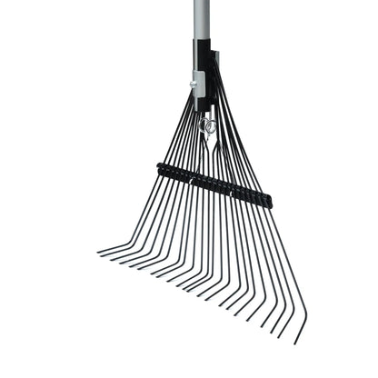 Fiberglass Long Handle 22-Tine Steel Leaf Rake with Comfort End Grip