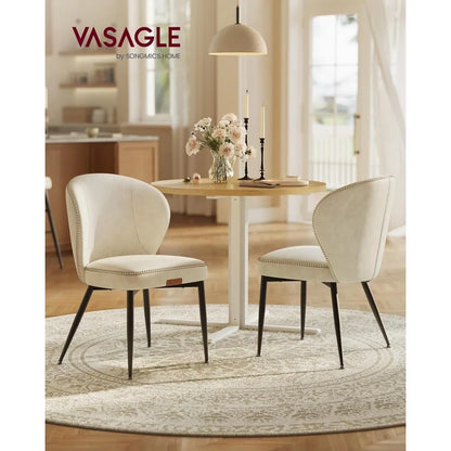 Dining Chairs Set of 2, Upholstered Kitchen Chairs, Comfortable Seat, Synthetic Leather with Stitching, Mid-C