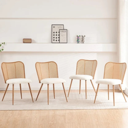 Rattan Dining Chairs Set of 4, Modern Cane Back Chairs