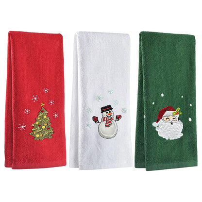 New Year Towel Classic Solid Xmas Tree/Snowman/Santa Claus Embroidery Bath Towel 45x30cm Christmas Hand Towels Set