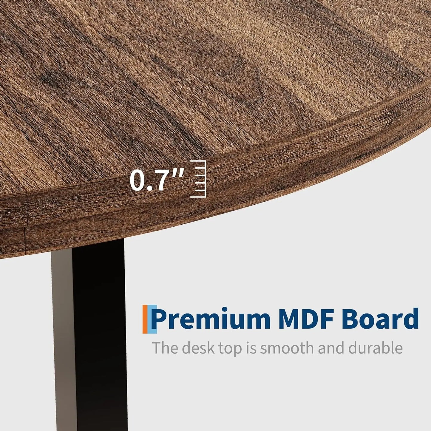 47" Round Industrial Dining Table - Rustic Wood Top w/Metal Frame, Seats 4-6 (No Chairs)