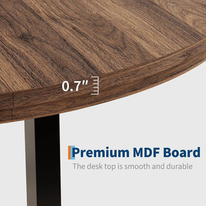 47" Round Industrial Dining Table - Rustic Wood Top w/Metal Frame, Seats 4-6 (No Chairs)