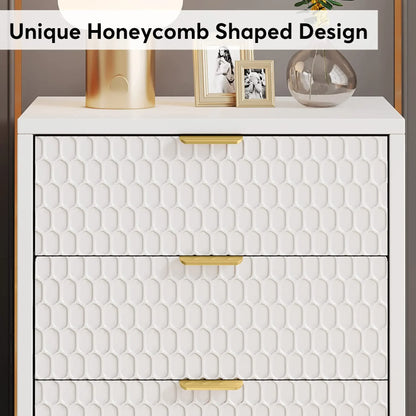 Modern Nightstand, 25.8" Tall Bedside Table with 3 Drawers