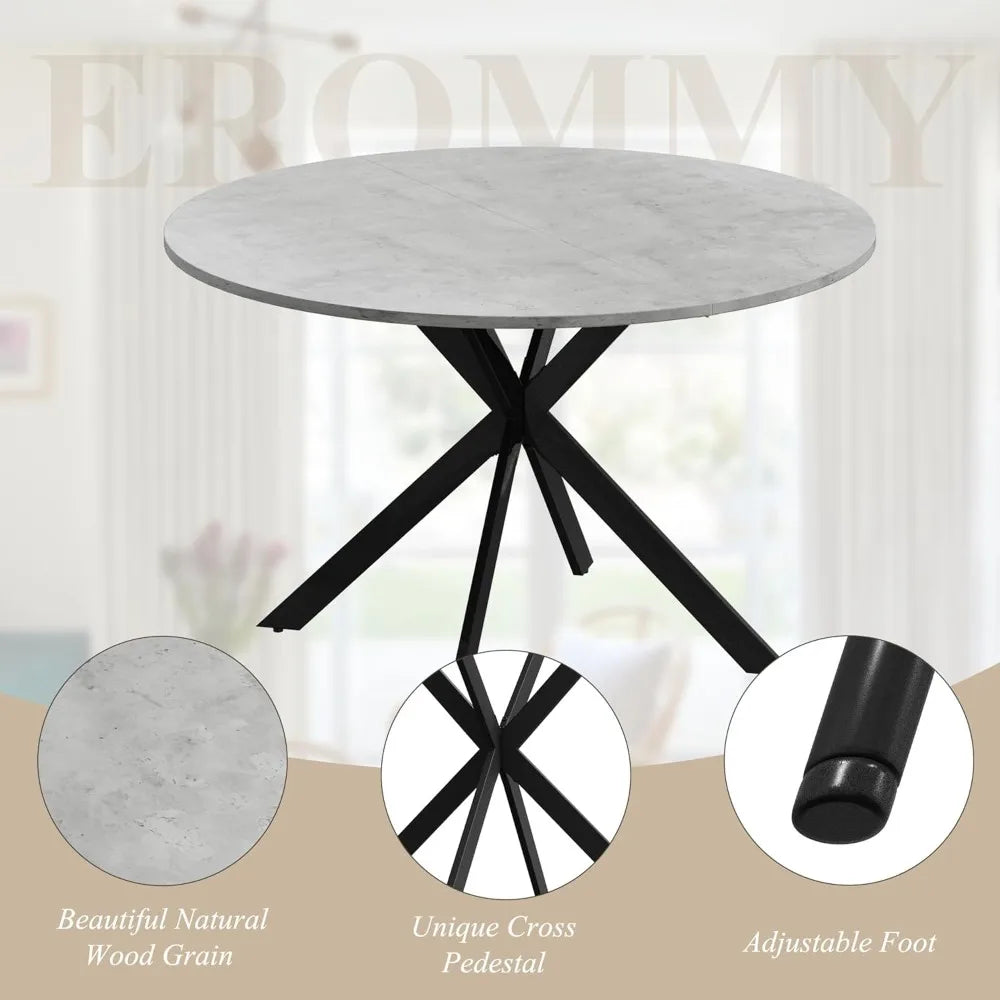 47" Round Dining Table Set for 4, Modern Kitchen Table Set with Steel Legs