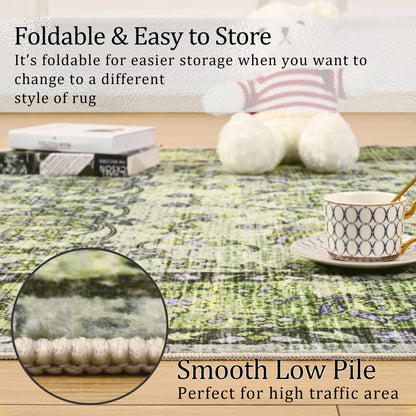 Vintage Area Rugs Low Pile Machine Washable