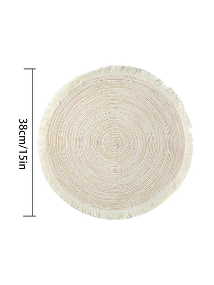 Hot Round Braided Placemats Set of 4 Washable PP Heat Resistant 38cm Table Place Mat for Kitchen Xmas Dining Table Party Decor