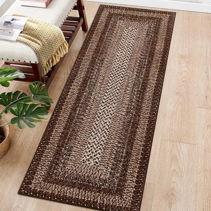 Washable Area Rugs ,Braided Print, Non Slip