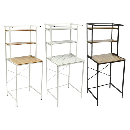 Over Washer and Dryer Storage Shelves 3 Tiers Standing Clothes Drying Rack with Basket for Laundry Room Balconies Porches