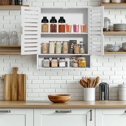 Wall Cabinet Bathroom Storage Cabinet Wall Mounted with Adjustable Shelves Inside, Double Door Medicine Cabinet, Utility Cabinet