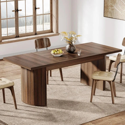 78.7" Extra Long Dining Table for 6-8 People, Large Farmhouse Kitchen Table with Wooden Tabletop