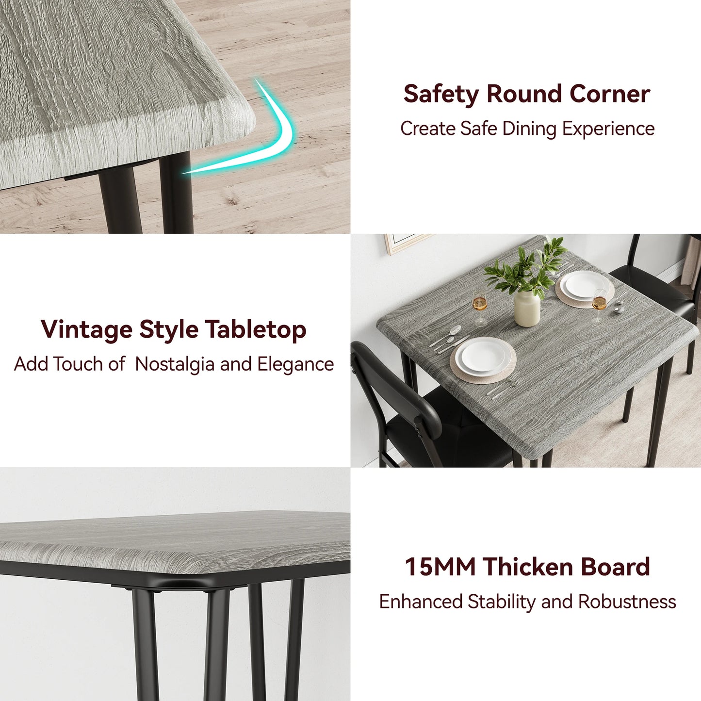 Small Dining Table Sets for 2 with Upholstered Chairs