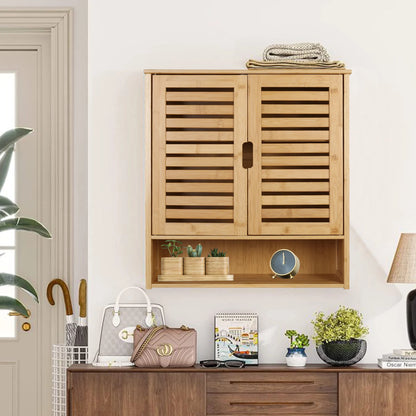 Wall Cabinet Bathroom Storage Cabinet Wall Mounted with Adjustable Shelves Inside, Double Door Medicine Cabinet, Utility Cabinet