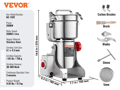 150-2500g Electric Grain Mill Grinder