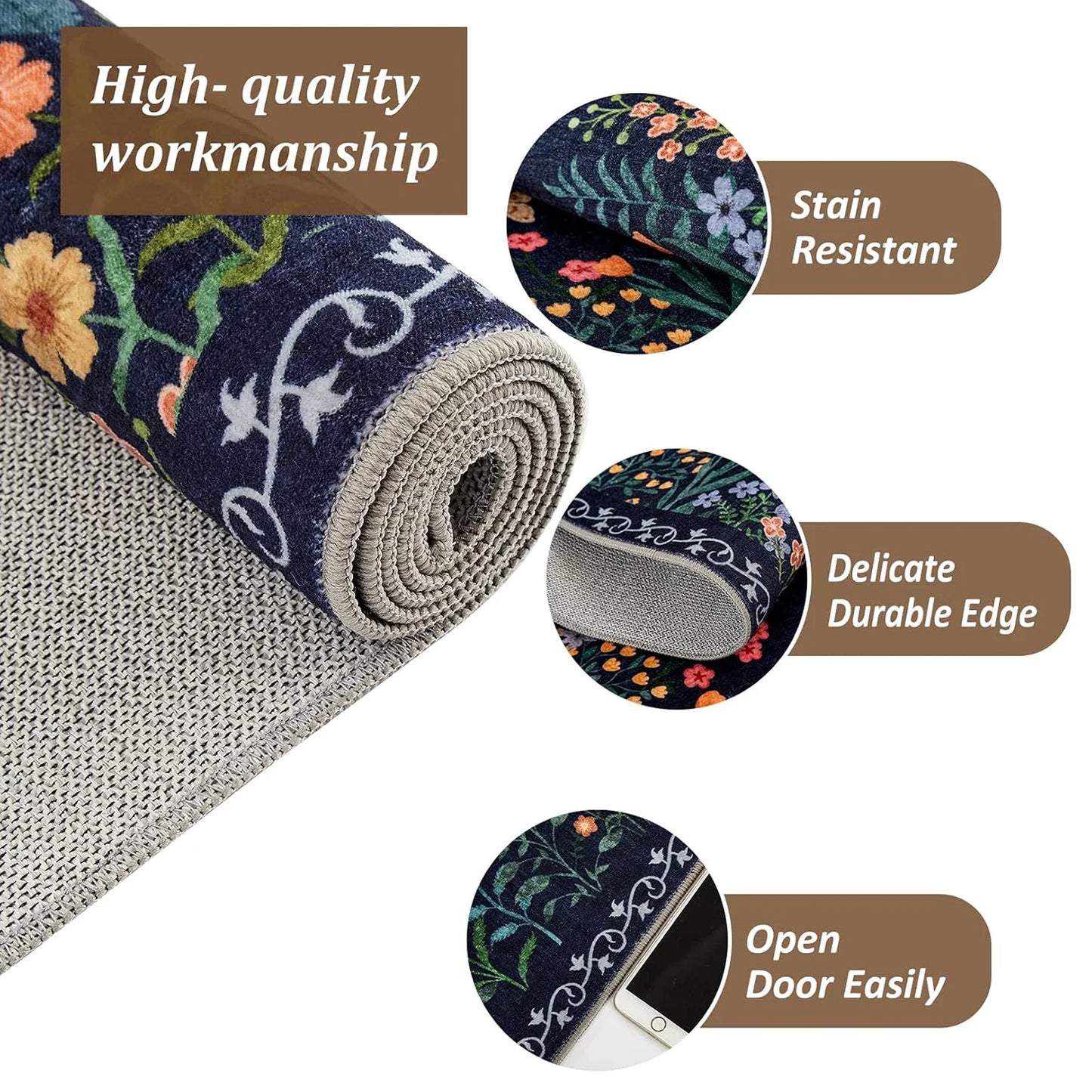 Washable Floral Rug ,Soft ,Non Slip